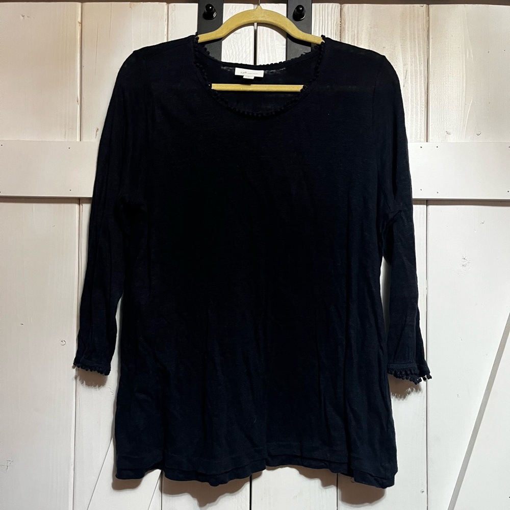J. Jill Navy Linen Sweater
